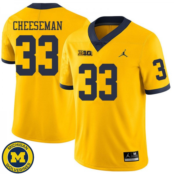 Mens Michigan Wolverines #33 Camaron Cheeseman Yellow Jordan Brand High School Jersey